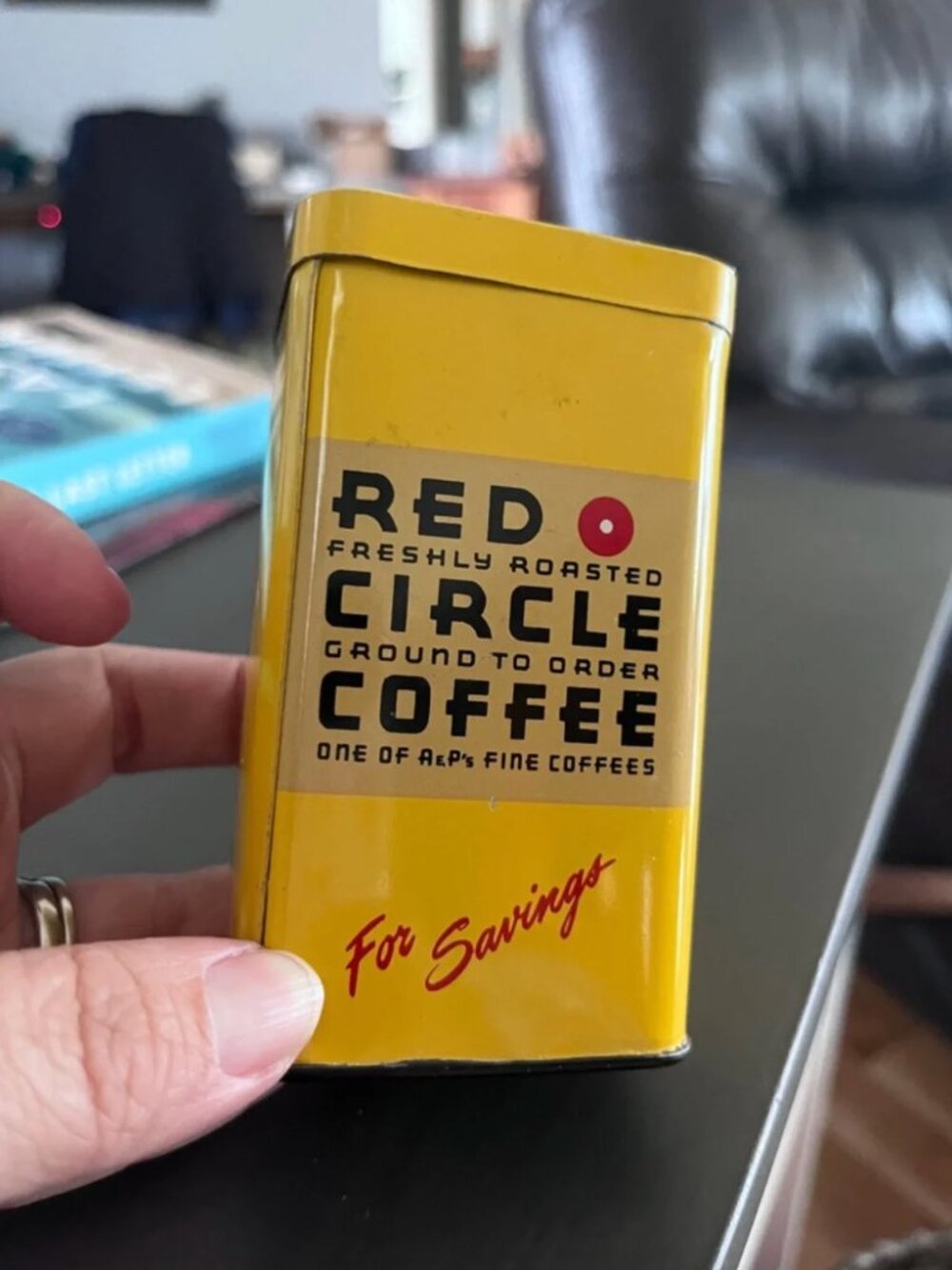 Red Circle Coffee Vintage Yellow Tin 1950's